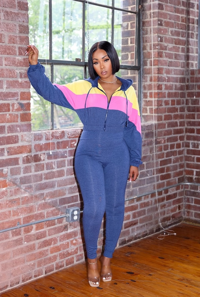 Pretty Girl Leisure Set (Denim Blue/Pink/Yellow)