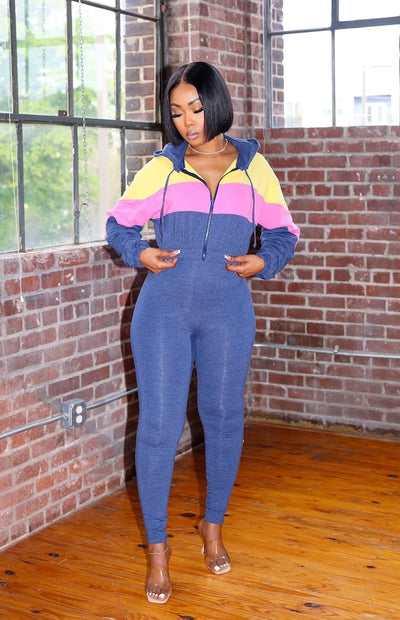 Pretty Girl Leisure Set (Denim Blue/Pink/Yellow)