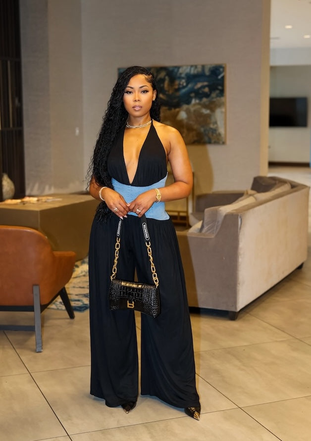 Monroe Jumpsuit (Black/Denim)