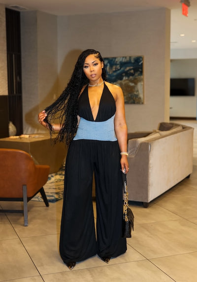 Monroe Jumpsuit (Black/Denim)