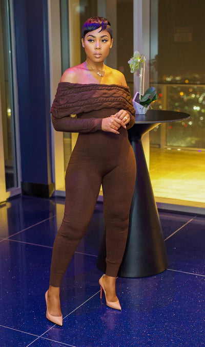 Fall's Favorite Jumpsuit (Brown)