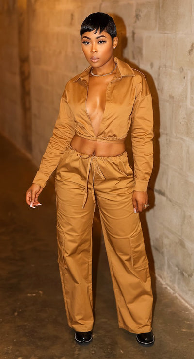 That's My Attitude Pants Set (Camel)